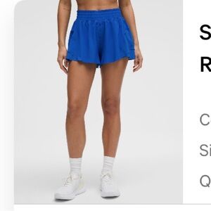 Lululemon shake it out high rise run short 2.5” in galactic cobalt